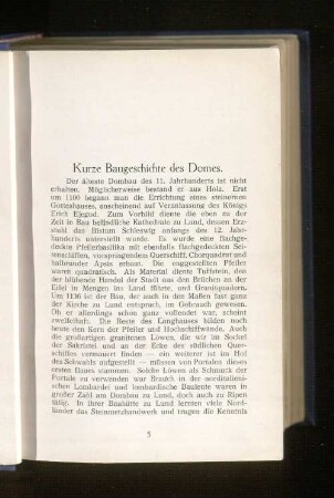Kurze Baugeschichte des Domes.