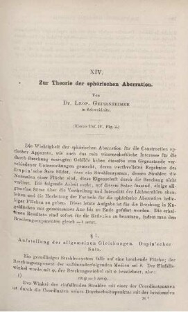 XIV. Zur Theorie der sphärischen Aberration.