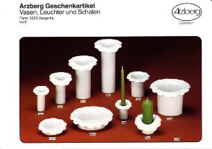 Produktblatt "Arzberg Geschenkartikel / Vasen, Leuchter und Schalen / Form: 3063 Margerite / weiß"