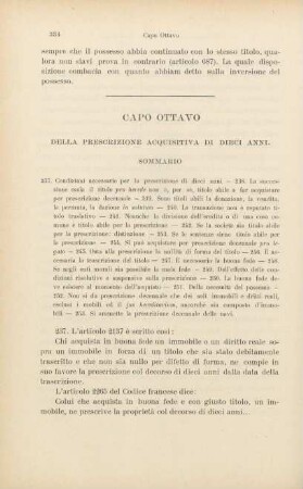 Capo ottavo. Della prescrizione acquisitiva di dieci anni