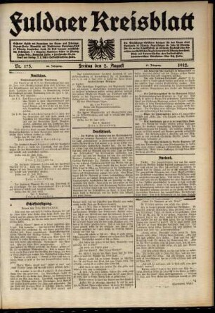Ausgabe vom Freitag, den 02. August 1912.