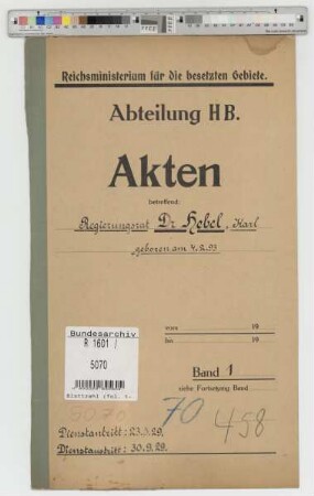 Hebel, Karl, geb. 4.2.1893, Regierungsrat