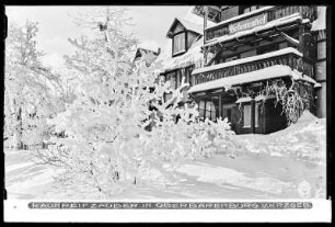 Raureifzauber in Oberbärenburg im Erzgebirge, Berggasthaus Helenenhof im Winter