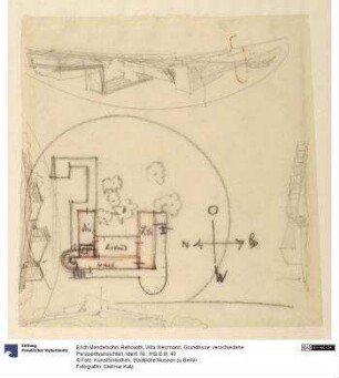 Rehovoth, Villa Weizmann, Grundrisse, verschiedene Perspektivansichten