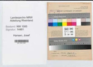 Entnazifizierung Josef Hansen, geb. 27.10.1910 (Angest.)