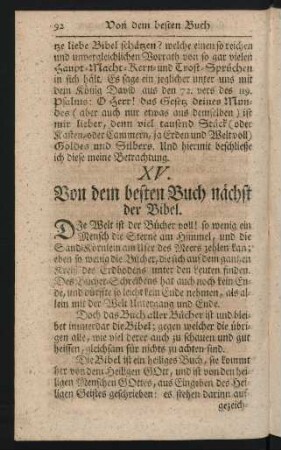 XV. Von dem besten Buch nächst der Bibel.