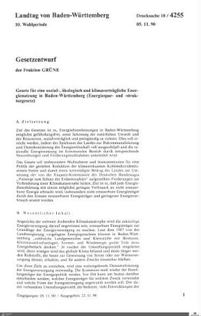 Gesetzentwurf der Grünen: Energiespar- und -strukturgesetz