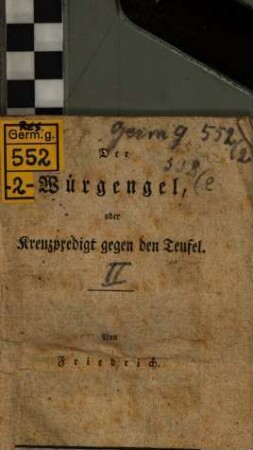 Der Würgengel, oder Kreuzpredigt gegen den Teufel