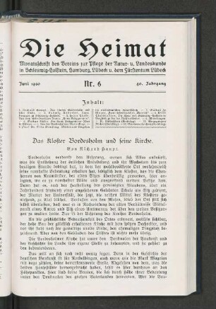 Juni 1930, Nr. 6, 40. Jahrgang