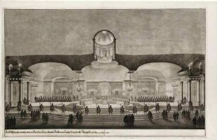 Innenansicht des Festgebäudes beim Saturnfest 1719 im Plauenschen Grund