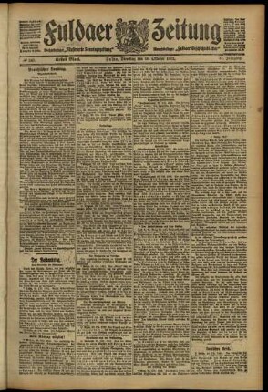 Erste Ausgabe vom Dienstag, den 29. Oktober 1912.