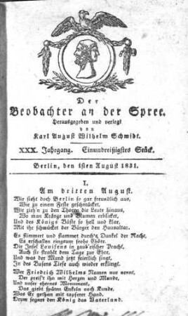 31. Stueck, 1. August 1831
