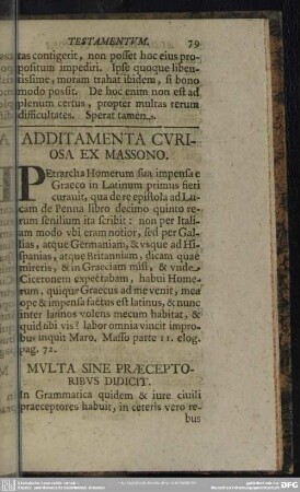 Additamenta Curiosa Ex Massono