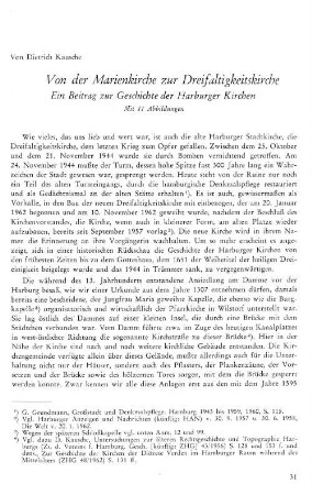 Von der Marienkirche zur Dreifaltigkeitskirche : Ein Beitrag zur Geschichte der Harburger Kirchen Mit 11 Abbildungen