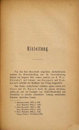 Zur Kenntniss des Ortho-Aethyltoluols und einiger seiner Derivate