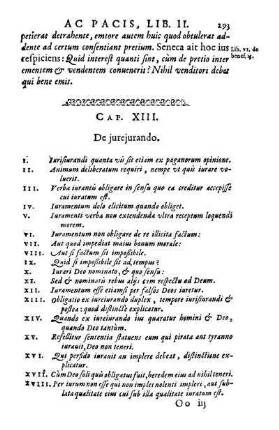 Cap. XIII. De jurejurando. - Cap. XIV. De eorum qui summum imperium habent promissis & contractibus iuramentis.