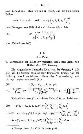 6. Darstellung der Reihe hter Ordnung durch eine Reihe von Reihen (h-1)ter Ordnung.