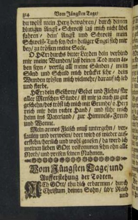 Vom Jüngsten Tage/ und Aufferstehung der Todten.