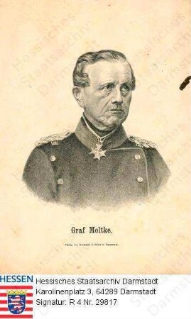 Moltke, Helmuth Graf v. (1800-1891) / Porträt, linksblickendes Brustbild