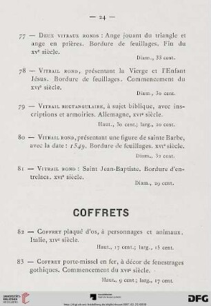 Coffrets (Nr. 82-89)