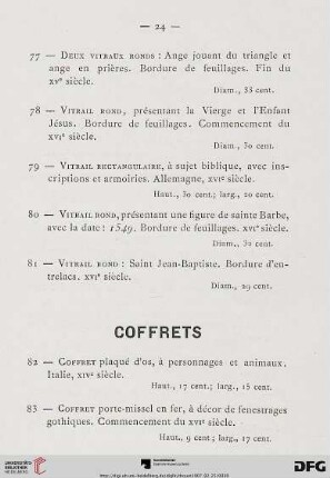 Coffrets (Nr. 82-89)