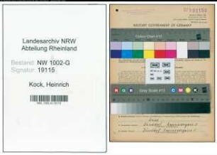 Entnazifizierung Heinrich Kock, geb. 09.11.1906 (Musiker)