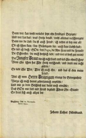 Copia : Praemisso Titulo ; [den 19. Novembr. Anno 1731]