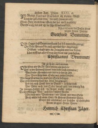 Leichen-Text. Psalm. XXXI. 6.