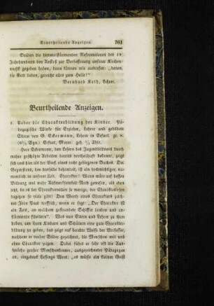 Beurtheilende Anzeigen