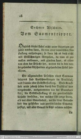 Sechster Abschnitt. Vom Saamentripper