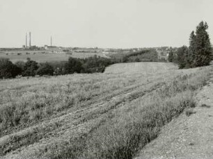 Tal der Freiberger Mulde, Blick von der B 173 nach Südosten gegen Hilbersdorf-Muldenhütten : Tal der Freiberger Mulde. Blick von der B 173 über Freiberger Mulde nach Südosten gegen Hilbersdorf-Muldenhütten (bei Freiberg)