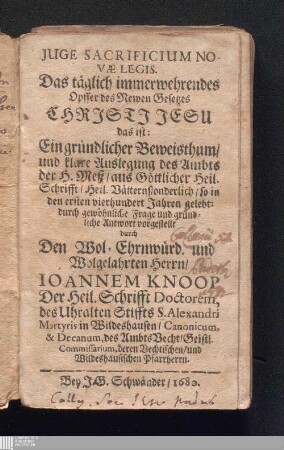 Juge Sacrificium Novæ Legis
