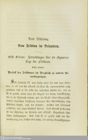 Dritte Abtheilung. Vom Feldbau im Besondern