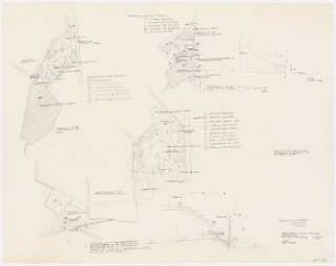 Haus und Garten H. Bense, Stuttgart: Pflanzplan und technischer Plan: Gartenraum, EG, 1. OG, 2. OG (Blatt VII), 1:50, 1:20