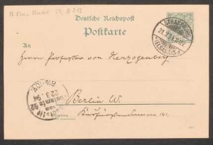 Postkarte an Heinrich von Herzogenberg : 21.03.1894