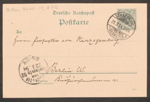 Postkarte an Heinrich von Herzogenberg : 21.03.1894