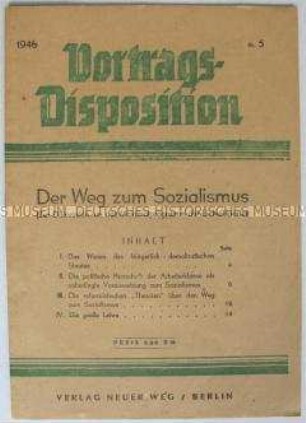 Schulungsmaterial der KPD zum Programm der künftigen Einheitspartei