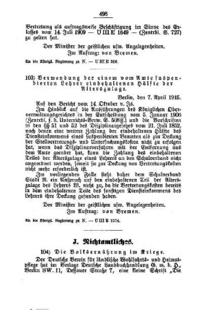 Die Volksernährung im Kriege : [J. Nichtamtliches]