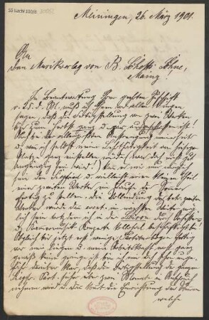 Brief an B. Schott's Söhne : 26.03.1901