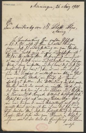 Brief an B. Schott's Söhne : 26.03.1901