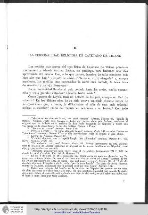 II. La personalidad religiosa de Cayetano de Thiene