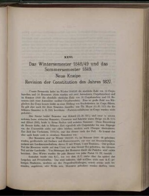 XXVI. Das Wintersemester 1848/49 und das Sommersemester 1849. Neue Kneipe. Revision der Constitution des Jahres 1827