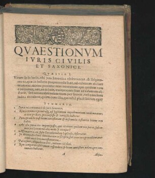 Quaestionum Iuris Civilis Et Saxonici. Quaestio I. - V.