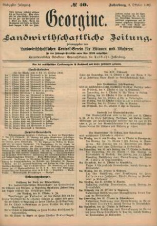 Siebzigster Jahrgang. No. 40. Insterburg, 2. Oktober 1902.