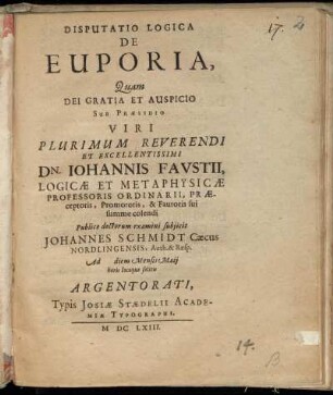 Disputatio Logica De Euporia