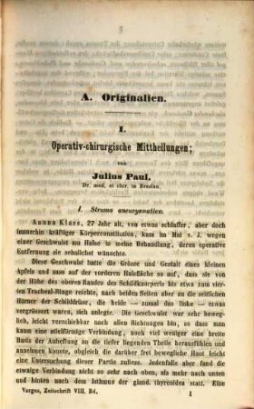 Zeitschrift des Deutschen Chirurgen-Vereins für Medicin, Chirurgie und Geburtshülfe. 8, 8. 1855