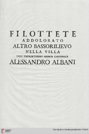 Filottete addolorato altro bassorilievo nella Villa dell' eminentissimo Signor Cardinale Alessandro Albani