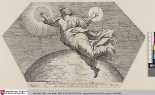 [Gott erschafft die Sonne und den Mond.; Dieu crée le Soleil et la Lune.]