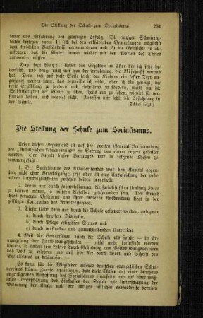 ¬Die¬ Stellung der Schule zum Socialismus
