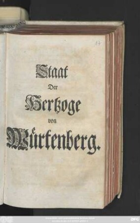 Staat Der Hertzoge von Würtenberg